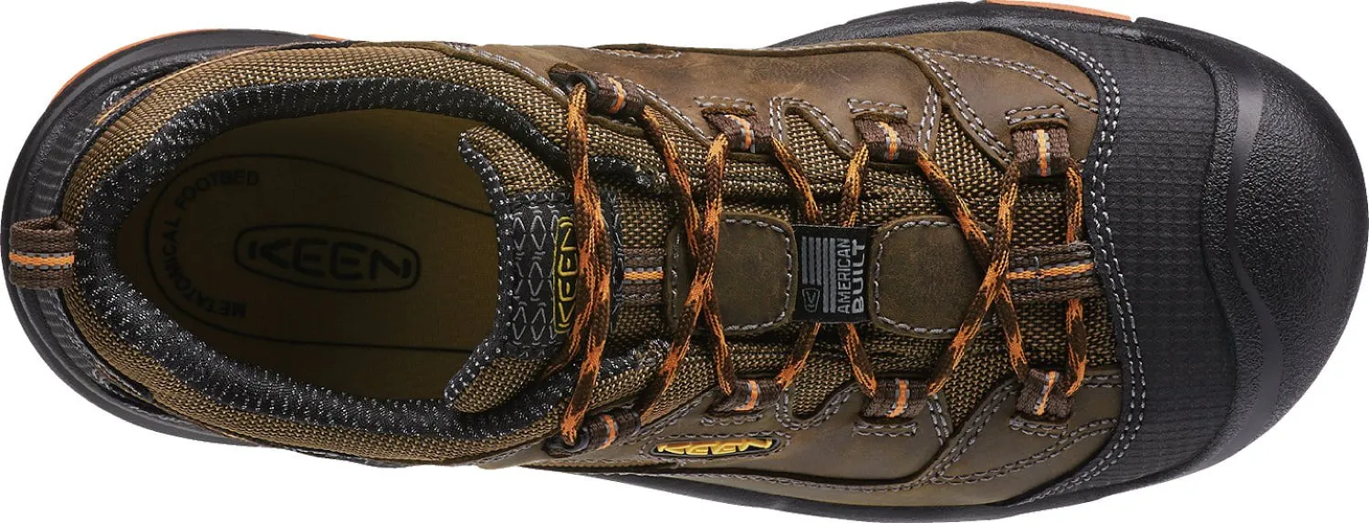 Keen Utility Mens Braddock Low Soft Toe Cascade/Orange Ochre Leather Work Shoes