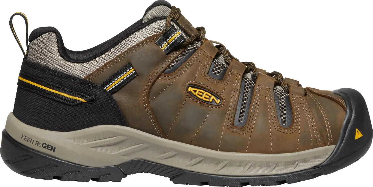 Keen Utility Mens Flint II Soft Toe Cascade Brown/Golden Rod Leather Work Shoes