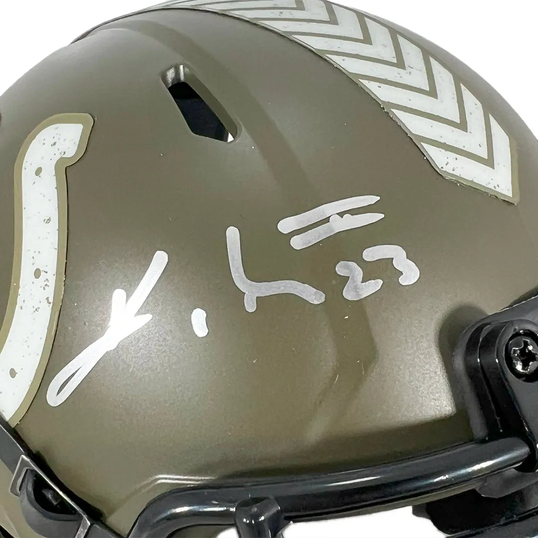 Kenny Moore II Signed Indianapolis Colts Salute to Service Mini Football Helmet (Beckett)