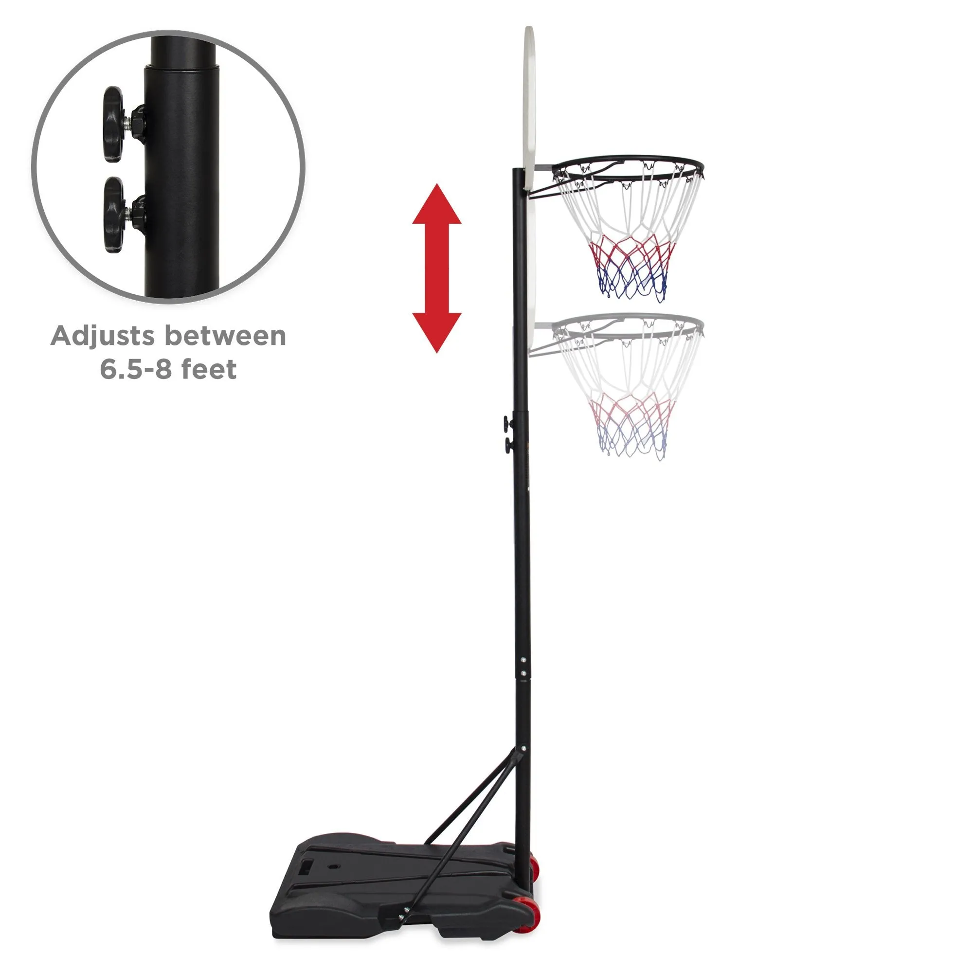 Kids Portable Height-Adjustable Basketball Hoop System Stand - Black