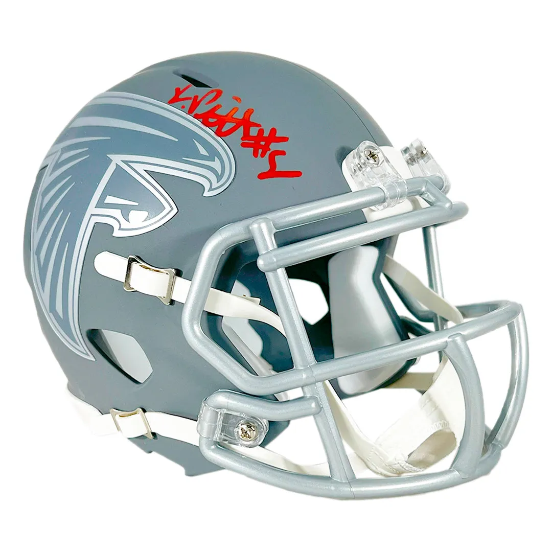 Kyle Pitts Signed Atlanta Falcons Slate Alternate Speed Mini Football Helmet (Beckett)