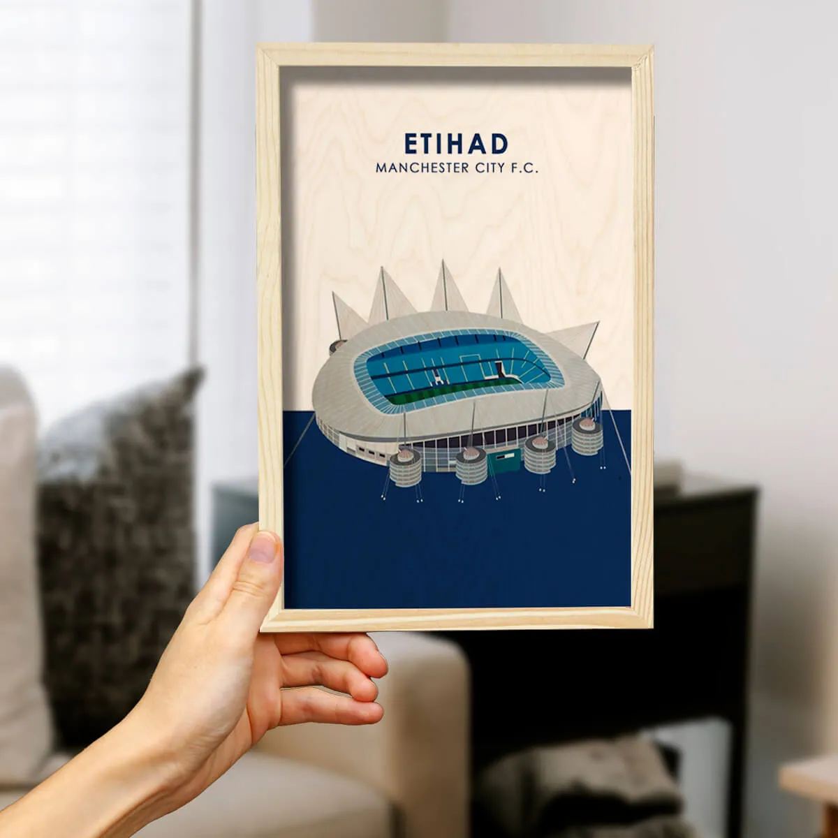 Manchester City Etihad Stadium Wooden Wall Art