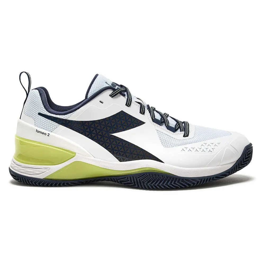 Men`s Blushield Torneo 2 Clay Tennis Shoes White and Pageant Blue