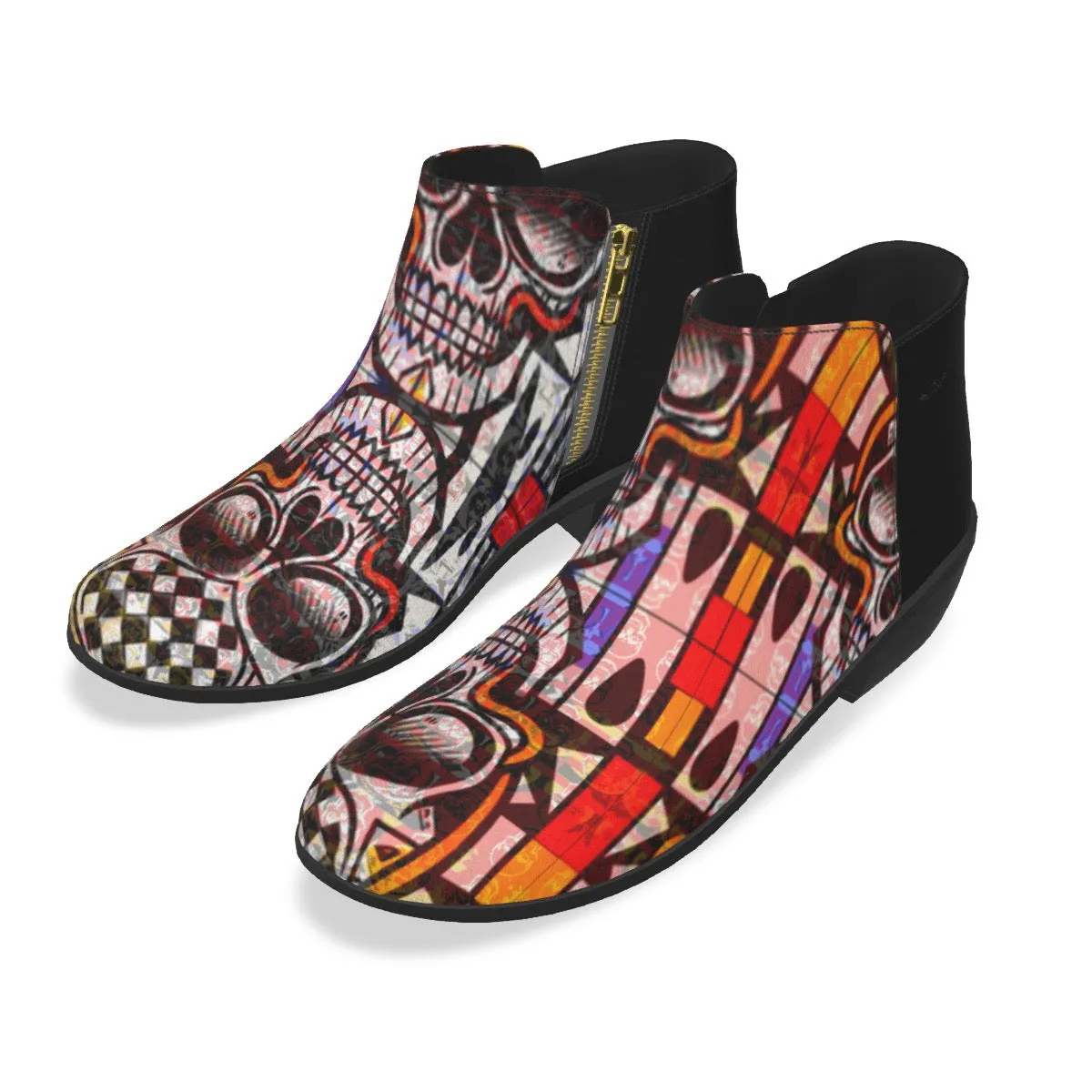 Men's Fashion Boots jaxs4 skull print