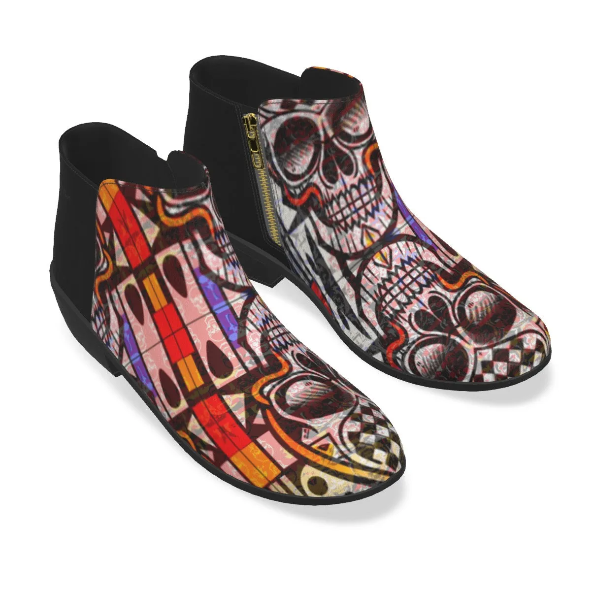 Men's Fashion Boots jaxs4 skull print