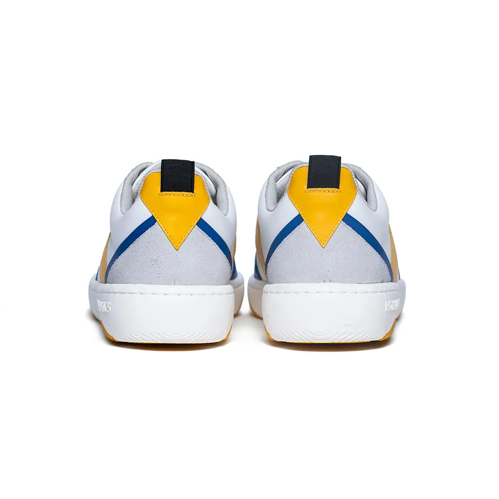 Men's Rider White Blue Yellow Leather Sneakers 06794-035