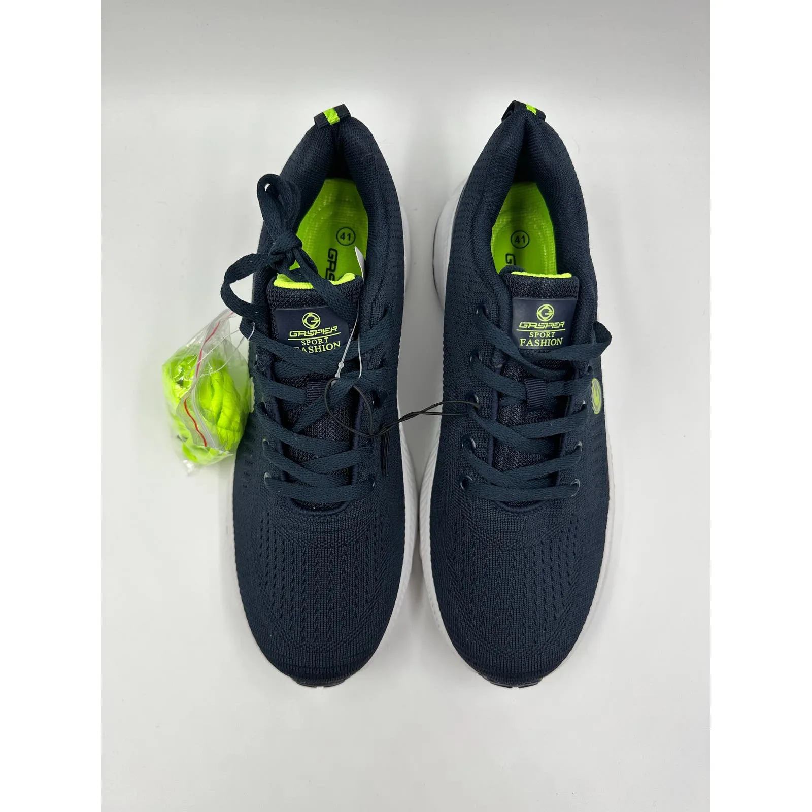 Men's Size 8, Blue Running Sneaker with Neon insole & Additional Neon Laces