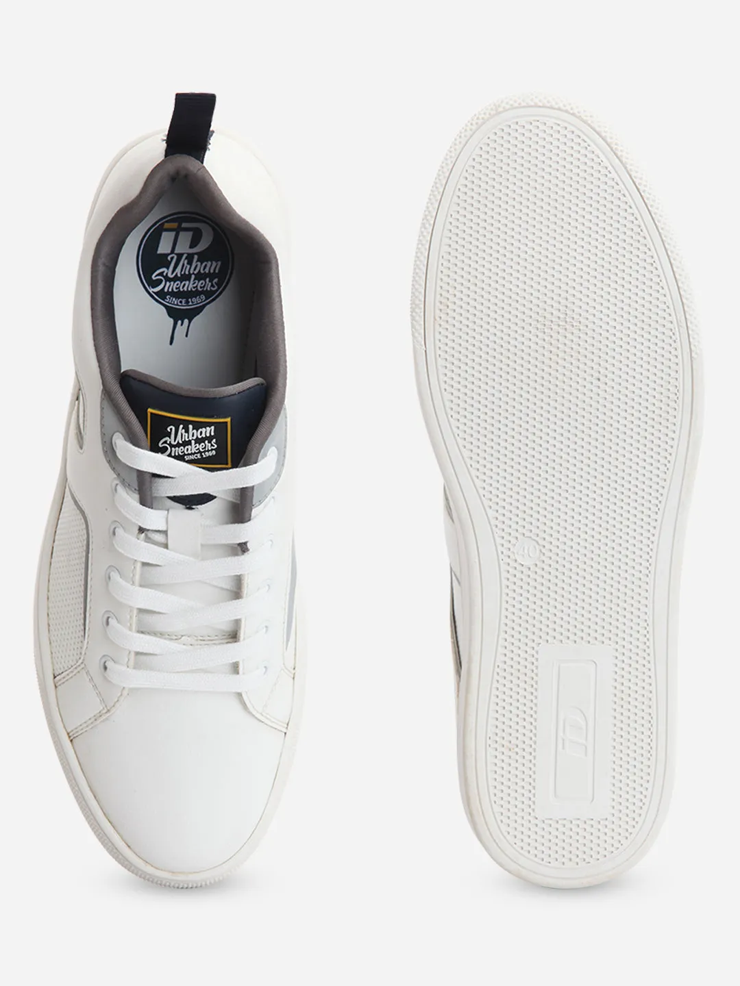 Men's White Lace Up Smart Casual Sneaker (ID3076)