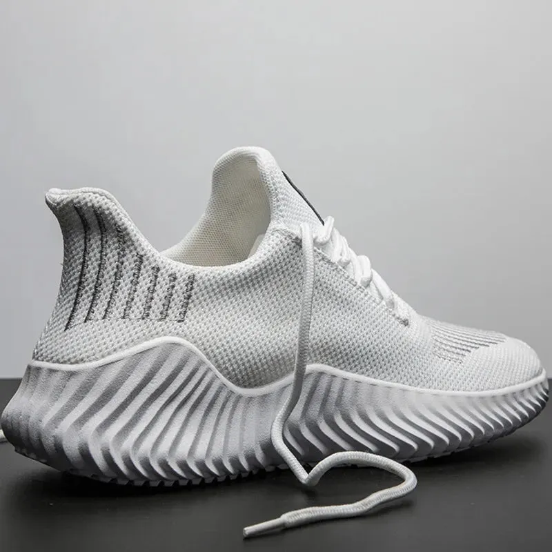 Men's White Walking and Running Shoes, Casual Sneakers for Men, Plus Size Available