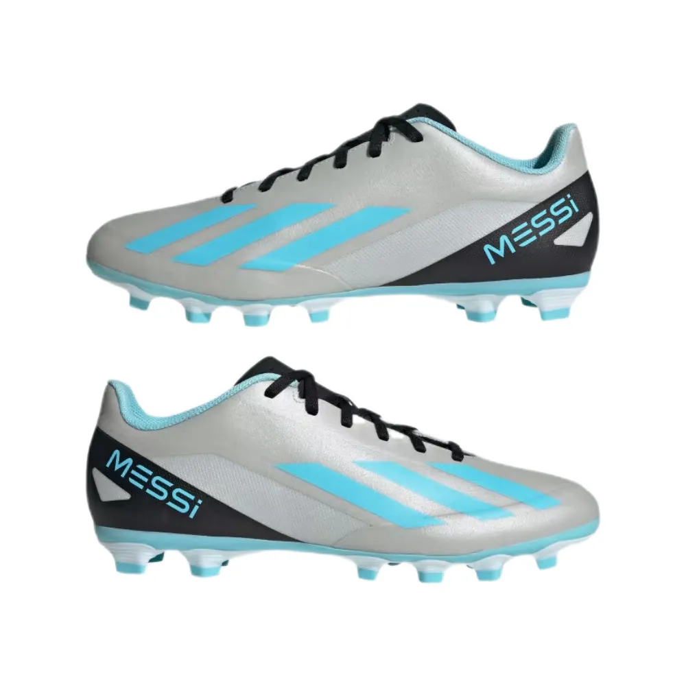 Men's X Crazyfast Messi.4 Flexible Ground Football Shoe (Silver Metallic/Bliss Blue/Black)