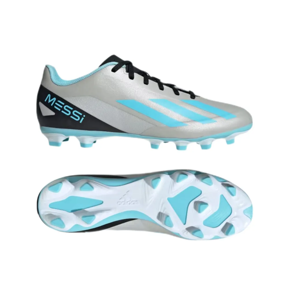 Men's X Crazyfast Messi.4 Flexible Ground Football Shoe (Silver Metallic/Bliss Blue/Black)