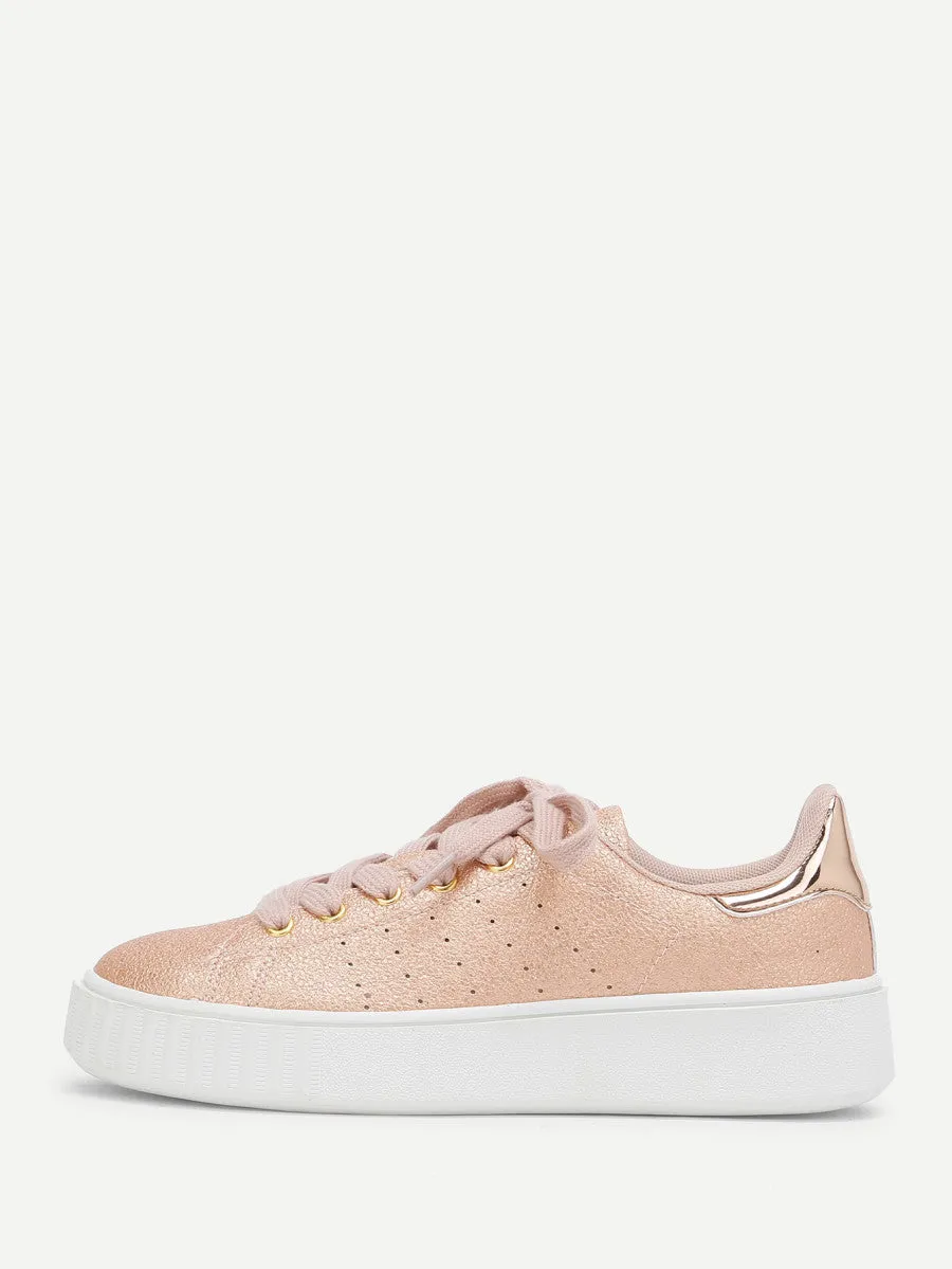 Metallic Lace Up Trainers