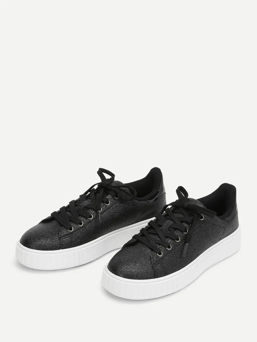 Metallic Lace Up Trainers