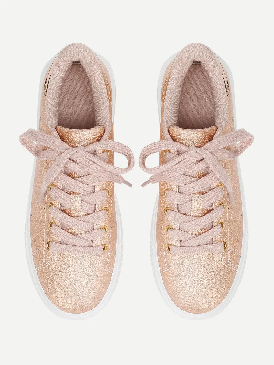 Metallic Lace Up Trainers