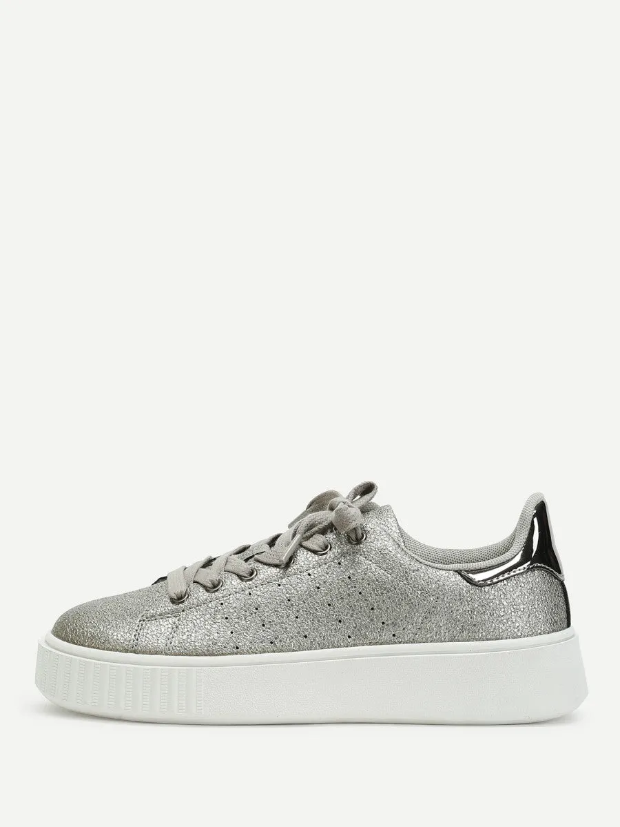 Metallic Lace Up Trainers