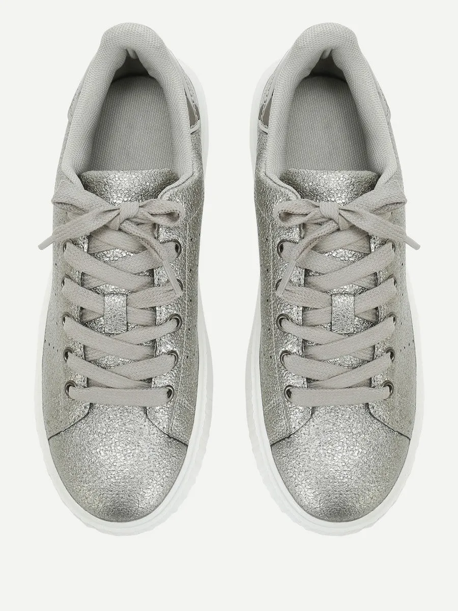 Metallic Lace Up Trainers