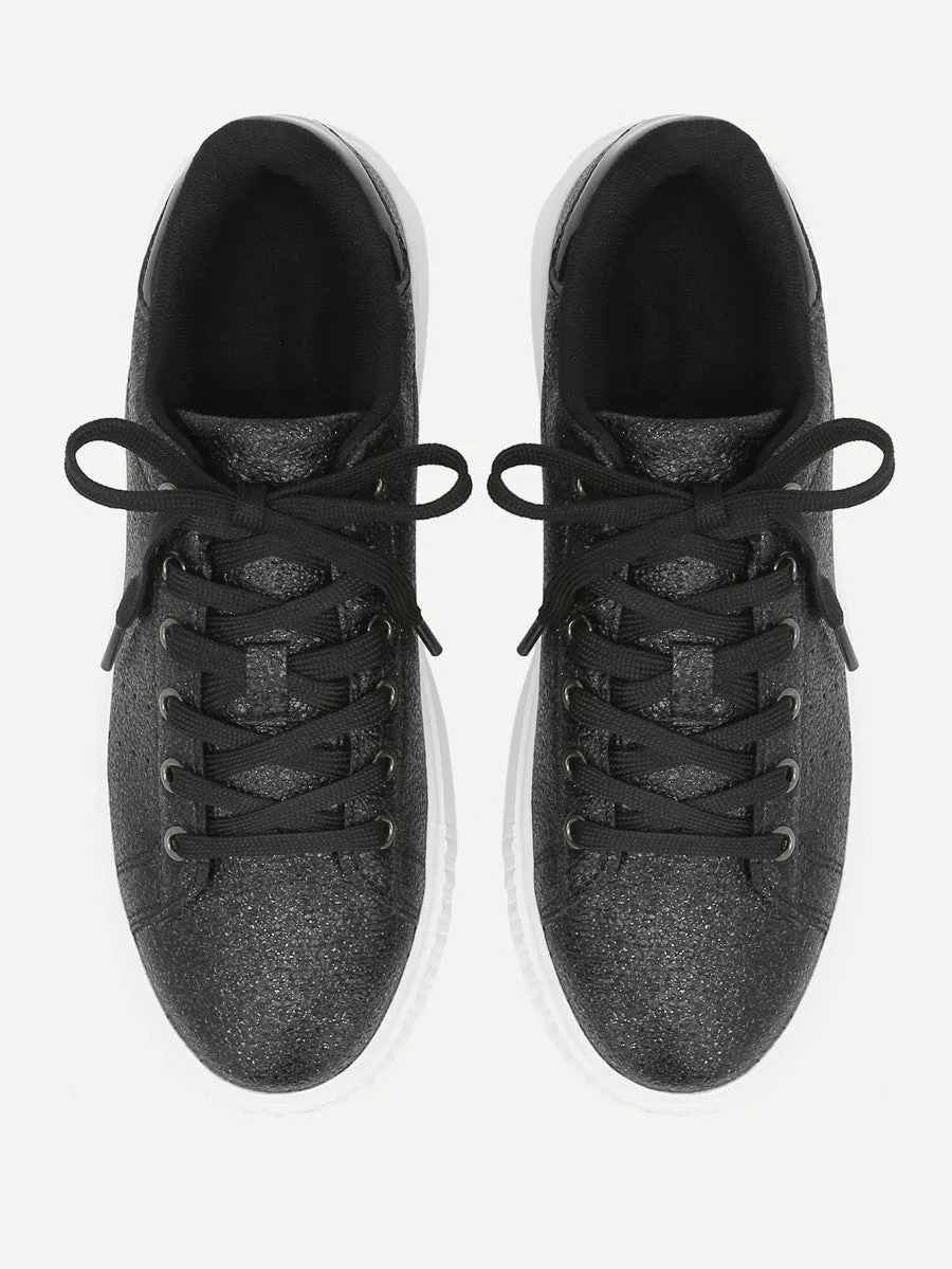 Metallic Lace Up Trainers