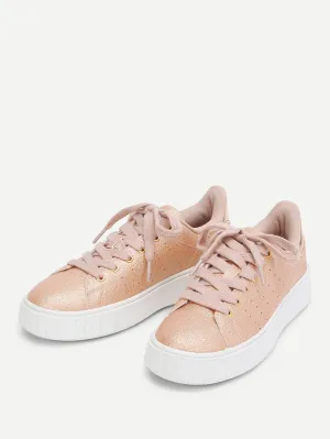 Metallic Lace Up Trainers