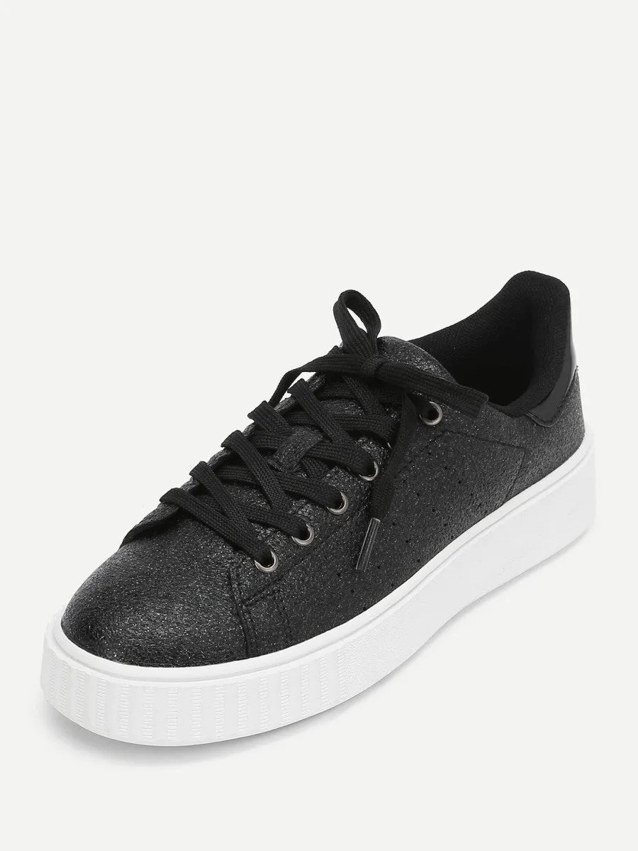 Metallic Lace Up Trainers