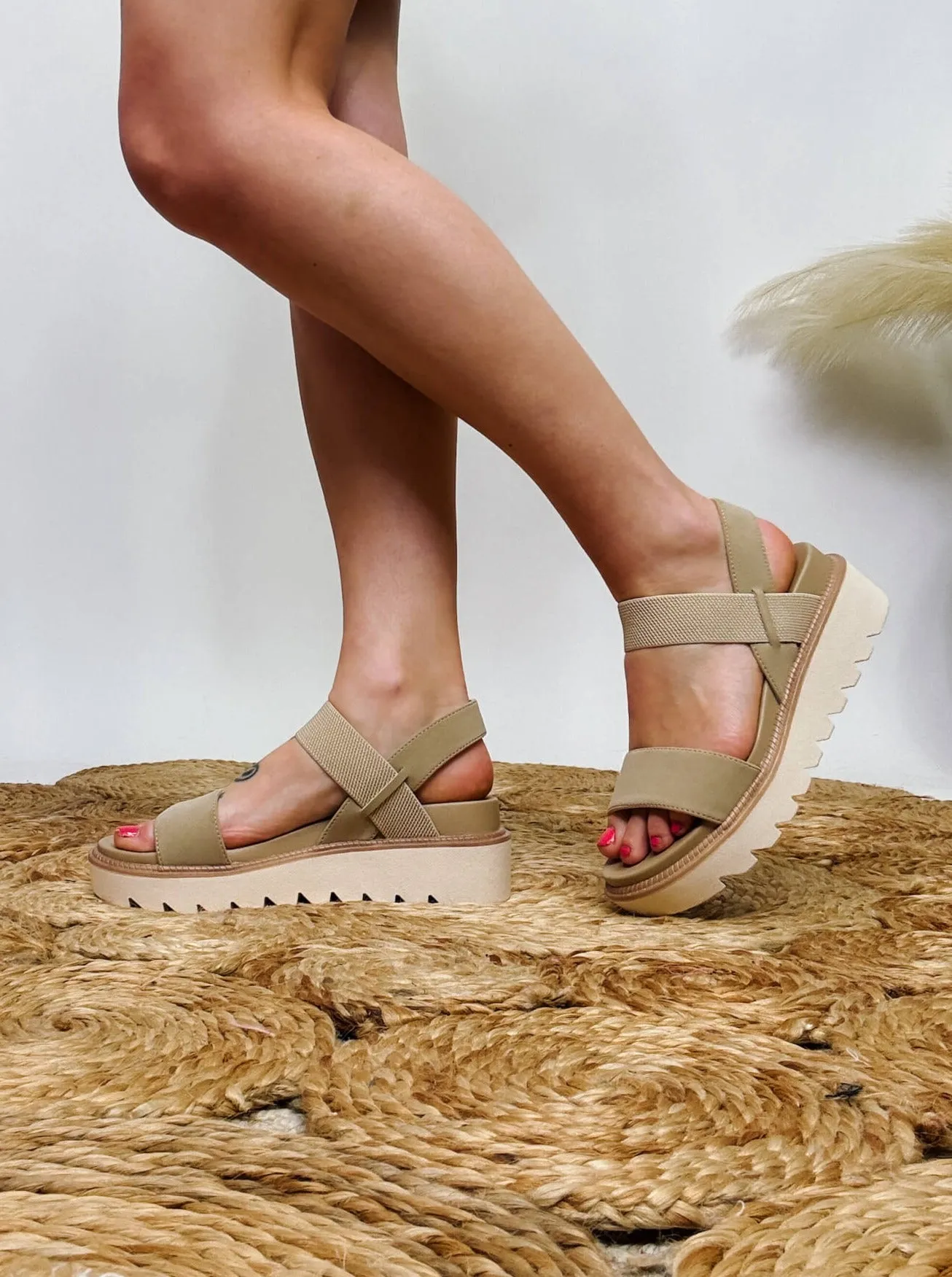 MIA Jene Platform Sandals in Sand