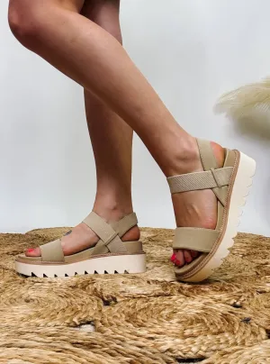 MIA Jene Platform Sandals in Sand