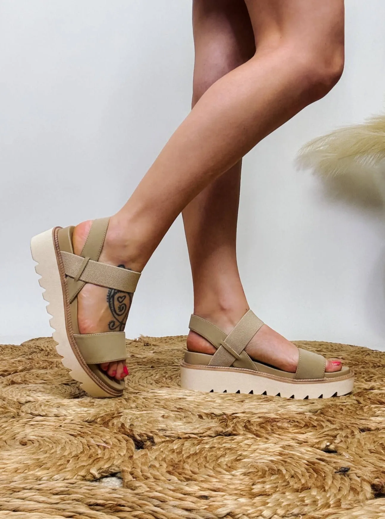 MIA Jene Platform Sandals in Sand