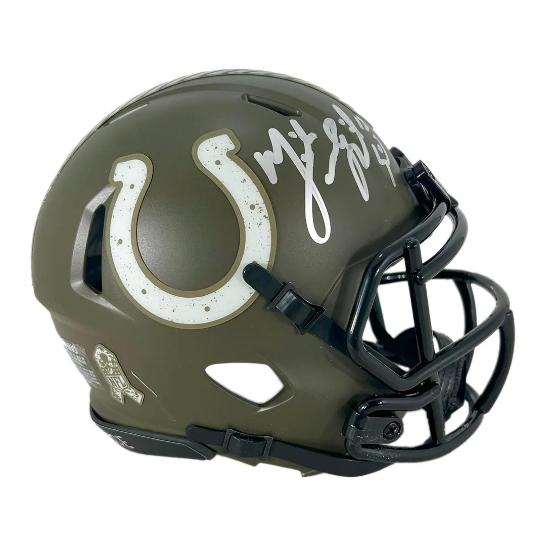 Mike Vanderjagt Signed Indianapolis Colts Salute to Service Mini Football Helmet (JSA)