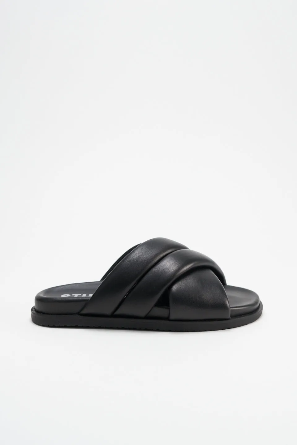 Nappa Black Chunky Slides Sandals