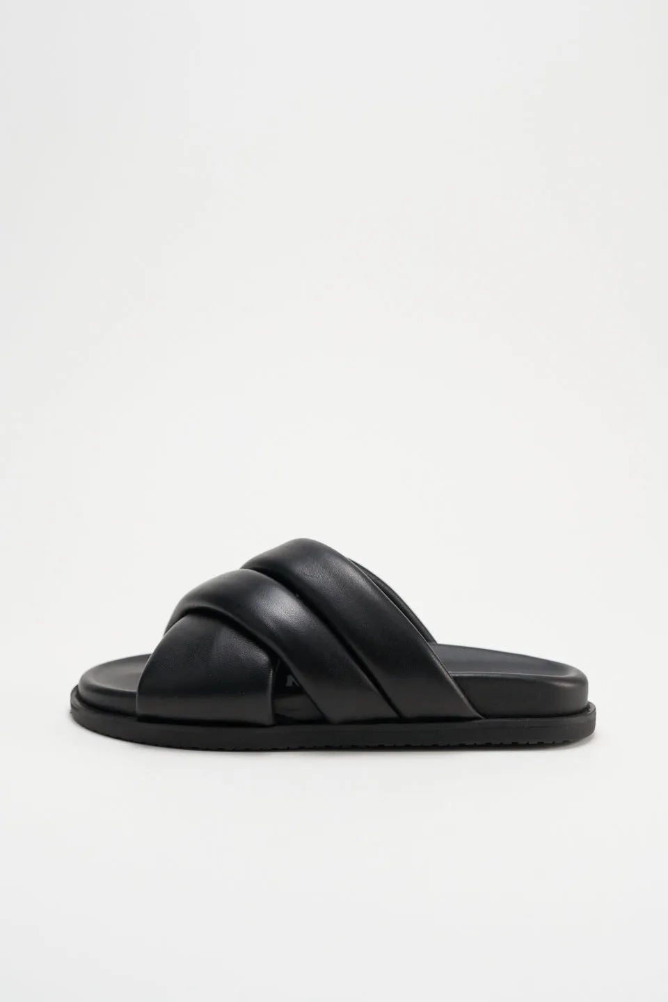 Nappa Black Chunky Slides Sandals