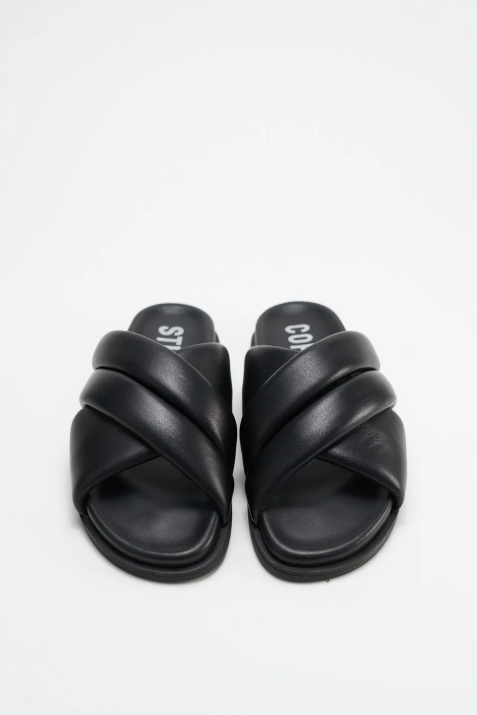 Nappa Black Chunky Slides Sandals