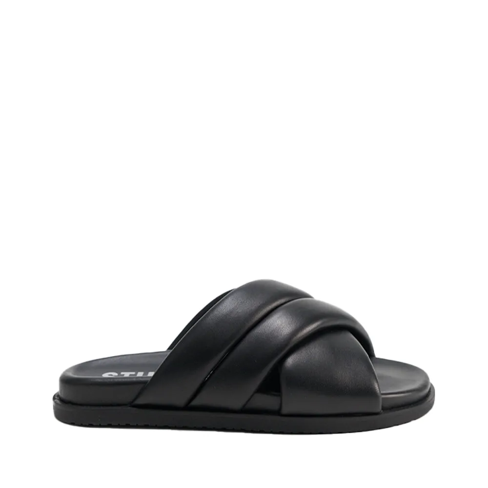 Nappa Black Chunky Slides Sandals