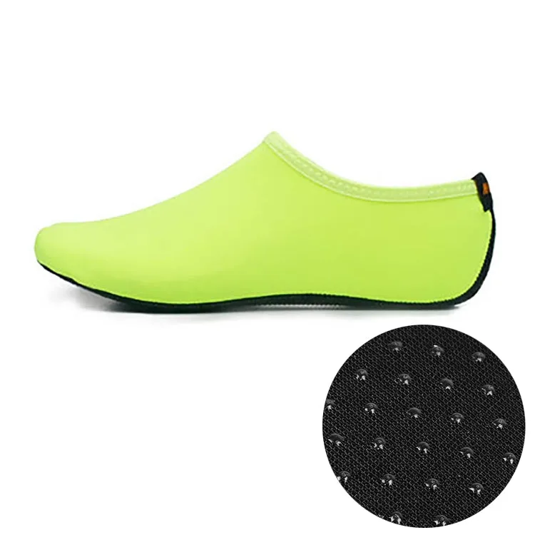 Non-slip Plastic Grain Texture Thick Cloth Sole Solid Color Diving Shoes and Socks, One Pair, Size:XXL (Fluorescent Green)