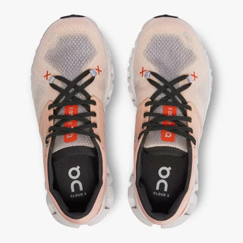 On Womens Cloud X 3 (C) Running Shoe Rose/Sand