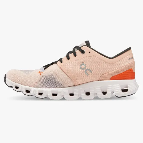 On Womens Cloud X 3 (C) Running Shoe Rose/Sand