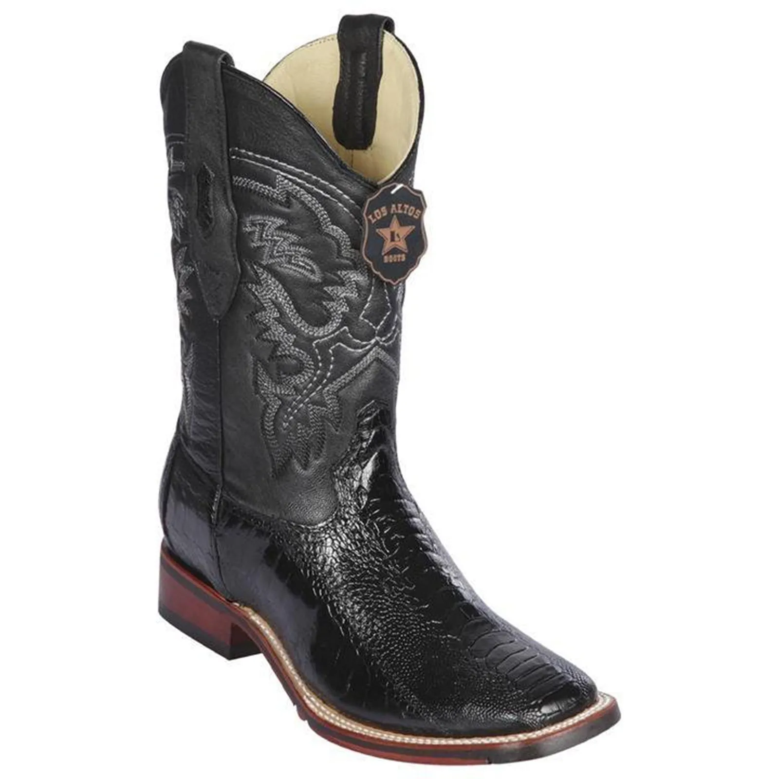 Ostrich Leg Square Toe Cowboy Boots