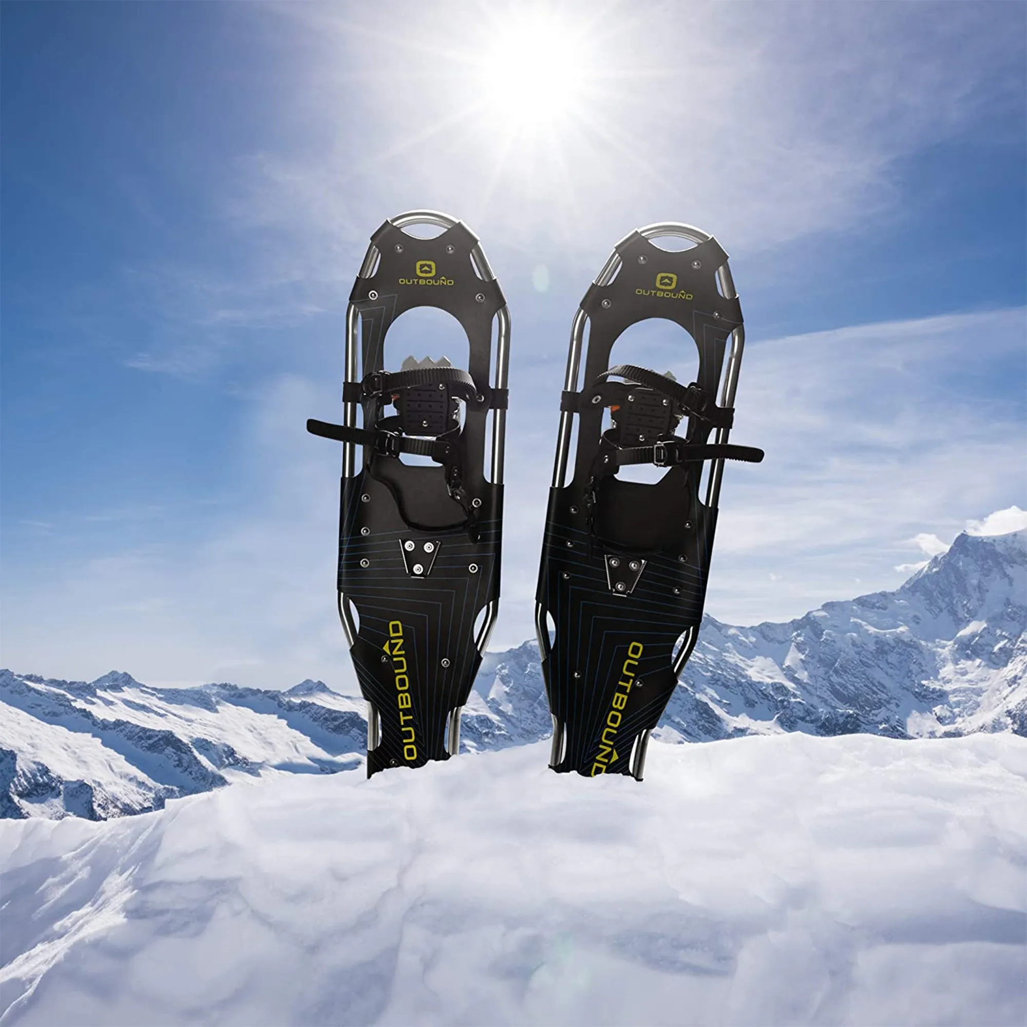 Outbound Lightweight 19 In Aluminum Snowshoes Kit with Poles & Carrying Bag