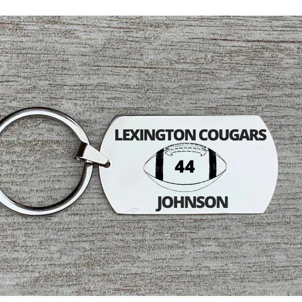 Personalized Engraved Football Keychain - Name and Number