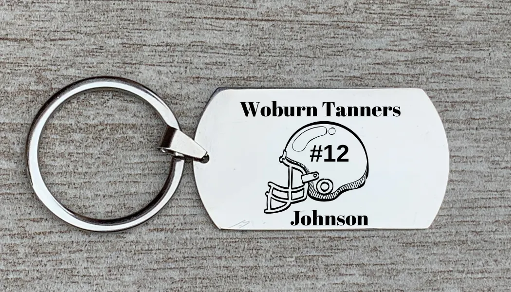 Personalized Engraved Football Keychain - Name and Number