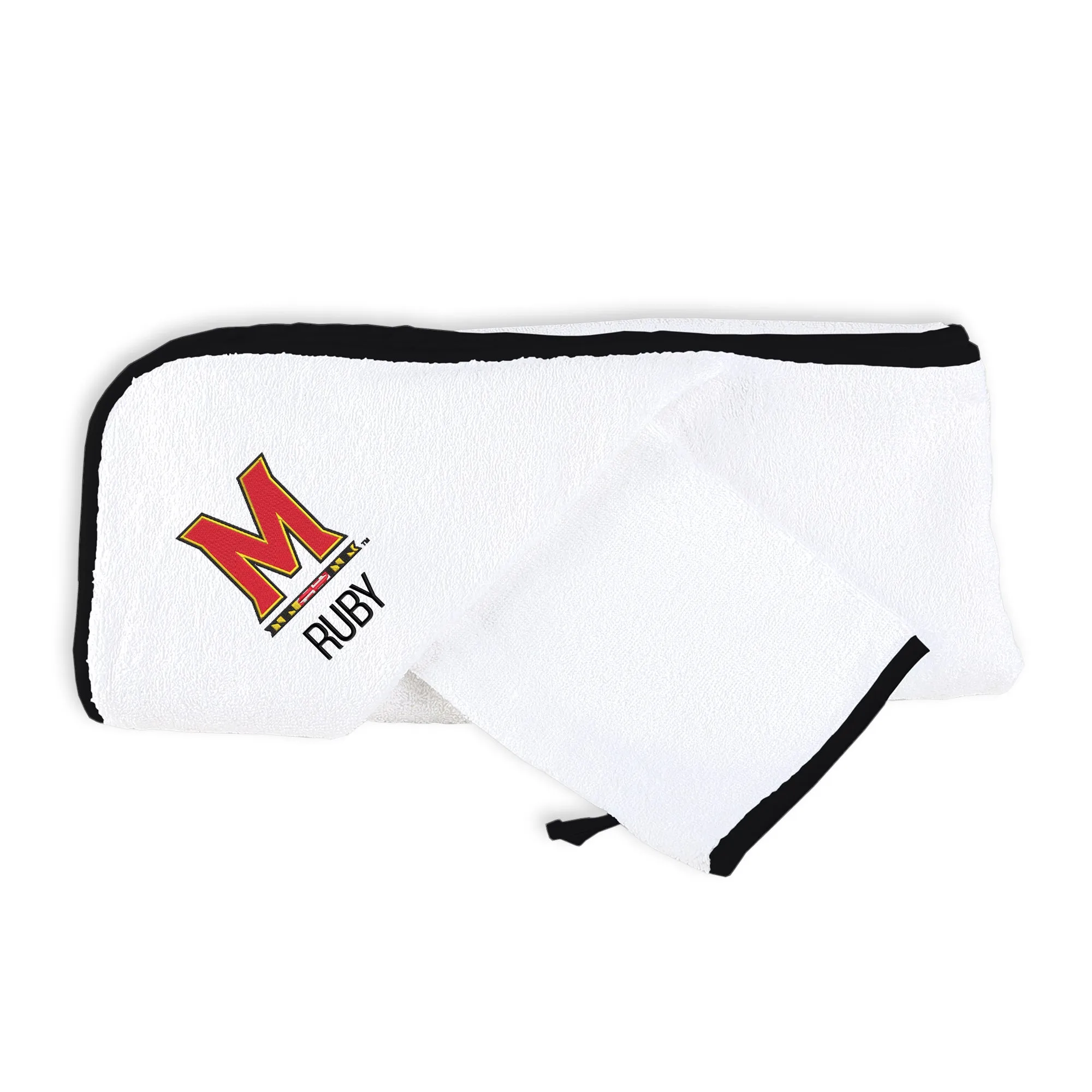 Personalized Maryland Terrapins M Hooded Towel & Wash Mitt Set