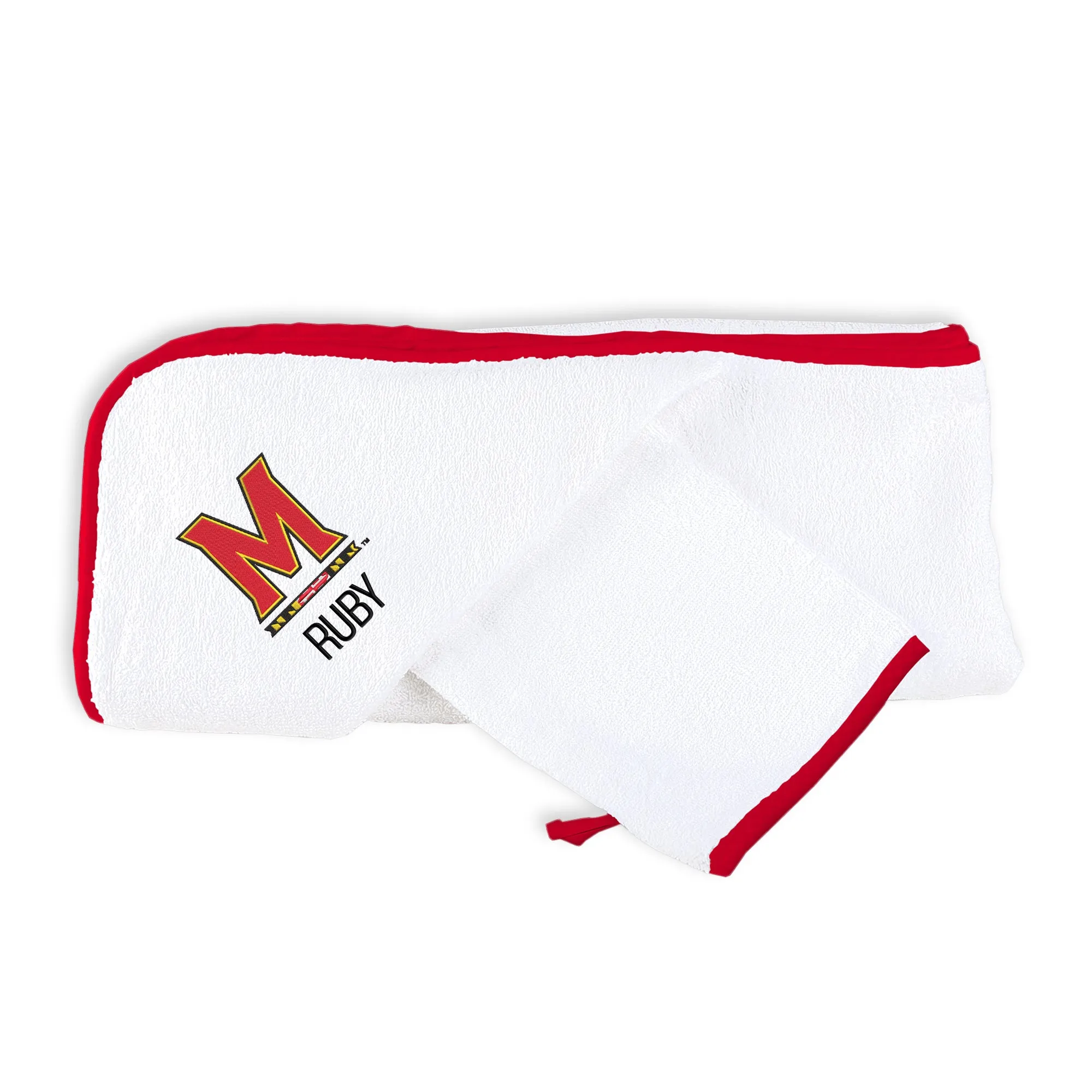 Personalized Maryland Terrapins M Hooded Towel & Wash Mitt Set