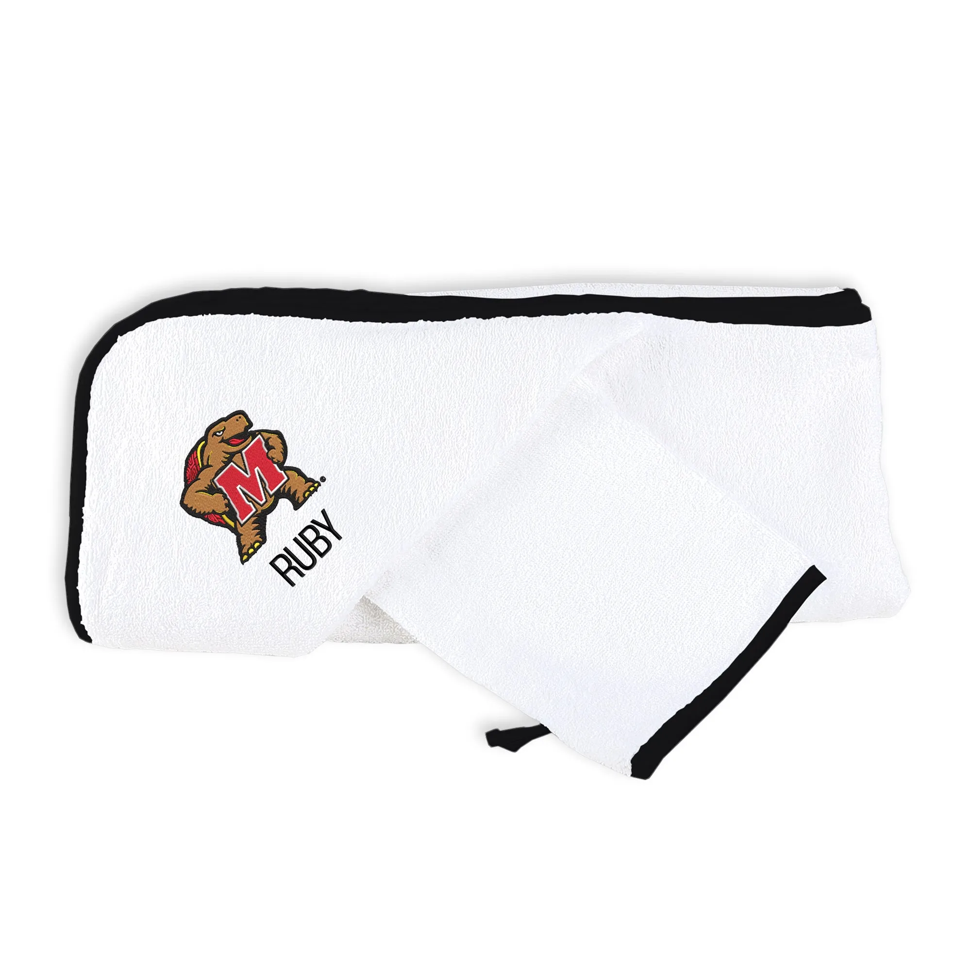 Personalized Maryland Terrapins Mascot Hooded Towel & Wash Mitt Set