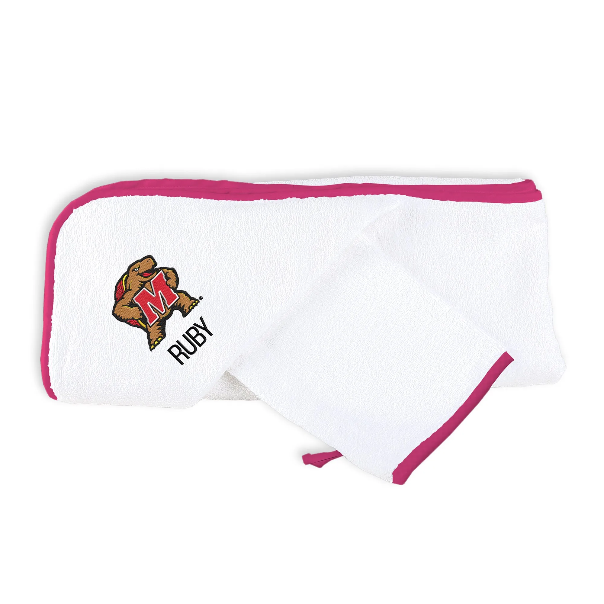 Personalized Maryland Terrapins Mascot Hooded Towel & Wash Mitt Set