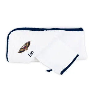 Personalized New Orleans Pelicans Hooded Towel & Wash Mitt Set