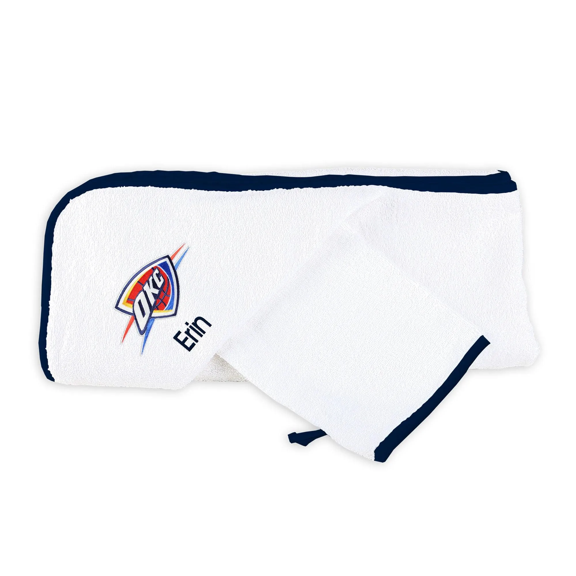 Personalized Oklahoma City Thunder Hooded Towel & Wash Mitt Set