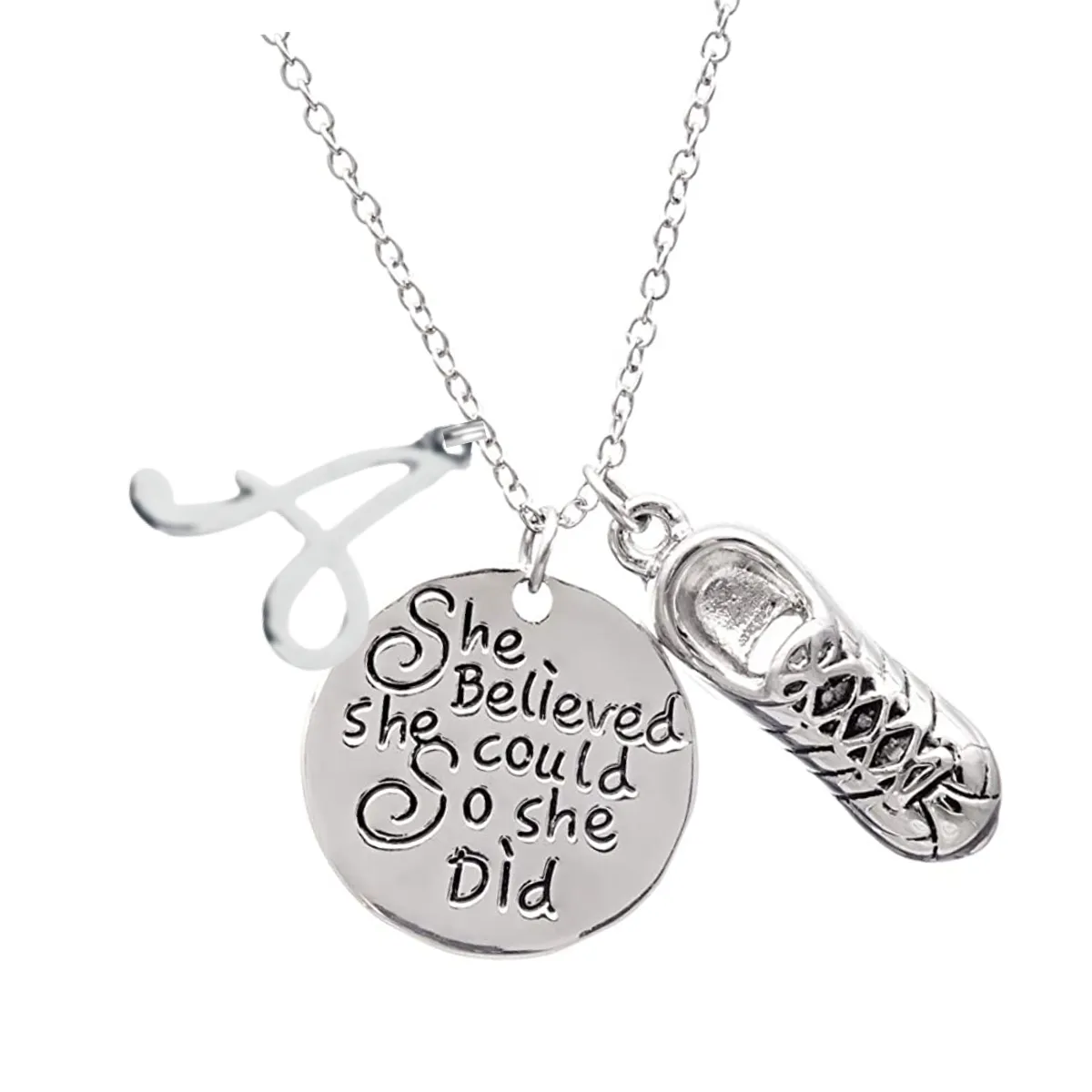 Personalized Runner She Believed She Could So She Did Charm Necklace