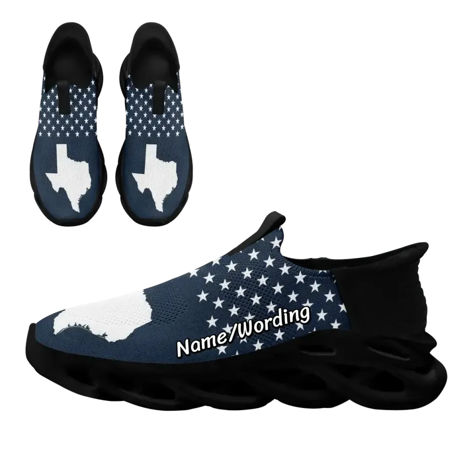 Personalized Texas Flag Sneakers, Unisex Flyknit Shoes, Patriotic Slip-on Shoes,PC-FN-006-23020086