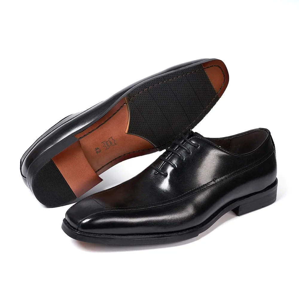 Pointed Toe Lace-Up Leather Dress Shoes