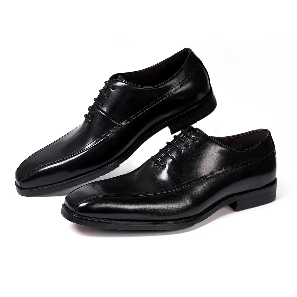 Pointed Toe Lace-Up Leather Dress Shoes