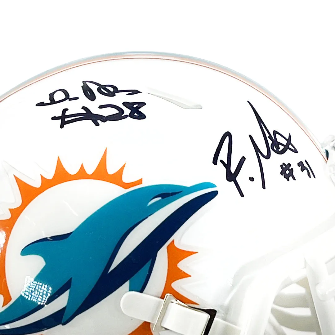 Raheem Mostert and De'Von Achane Dual Signed Miami Dolphins Speed Mini Football Helmet (Beckett)