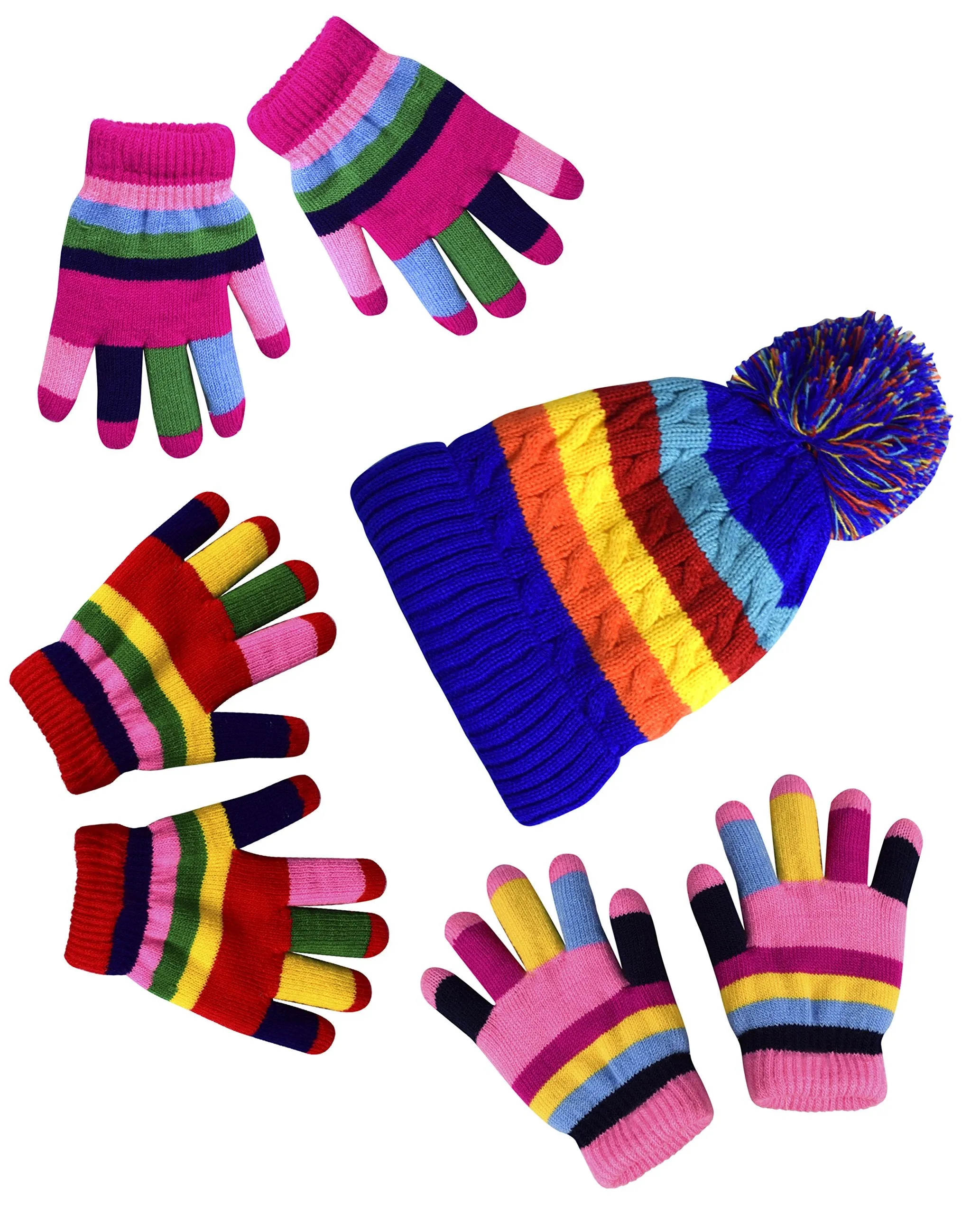 Rainbow Children's Toddler Warm Winter Gloves and Mittens Value packs